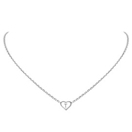 Suplight Women's Necklace Jewellery DIY Letters A-Z Charms Clavicle Chain 925 Silver Initial Pendant 45 cm 1.5 mm Rolo Chain Minimalist Jewellery Accessory with Gift Box, Sterling Silver