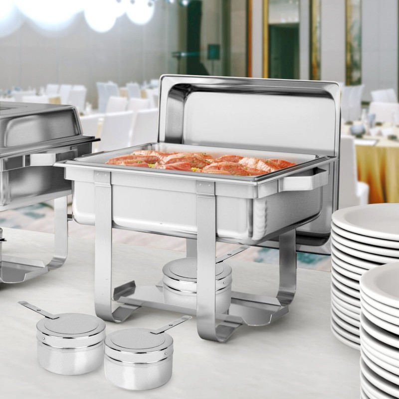 CHEFQ Stainless Steel Chafing Wick Fuel Holders with Safety Cover