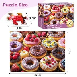 500 Piece Puzzle for Adults, Donut Jigsaw Puzzles, Youths Favorite Foods Puzzles 500 Pieces, Birthday and Barious Holiday Party for Family Kids and Adults, Funny Puzzle, 20.5x15 in