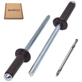 SKIR'CO Pack of 150 blind rivets painted 4.0 x 16 mm, aluminium pop rivets, drill included (grey brown RAL 8019)