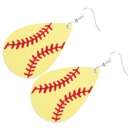 GANAZONO 1 Pair Softball Earrings Cute Water Drop Design Sports Jewelry for Softball Moms present for Friends and Family Fun Ear Dangler for Sports Lovers