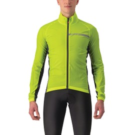 Castelli Men's Squadra Stretch Jacket, Windproof Zip Up Shell with High Collar for Road and Gravel Biking I Cycling - Electric Lime/Dark Gray - Medium
