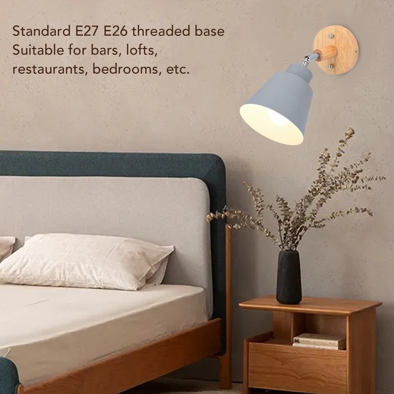 Wall Sconces Modern Minimalist Style Wood Art Decorative Grey Wall