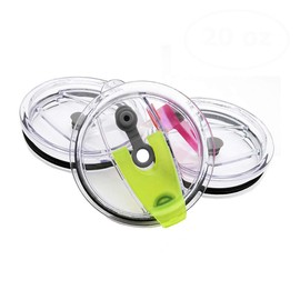 3 Packs Lids for 20oz Tumblers, ANIN Spill-proof Splash Resistant Straw-friendly Cover for Yeti Rambler Rtic Ozark Trail 20 oz. Cups - Green, Rose Red, Gray