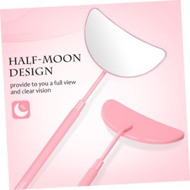 COLLBATH 2 Pcs Handheld Lash Extension Mirrors Moon Shape Lash Tech Tools Small for Salon