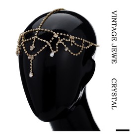 Fdesigner Diadema de cristal dorado para boda, diadema, accesorios para el pelo para mujeres y niñas