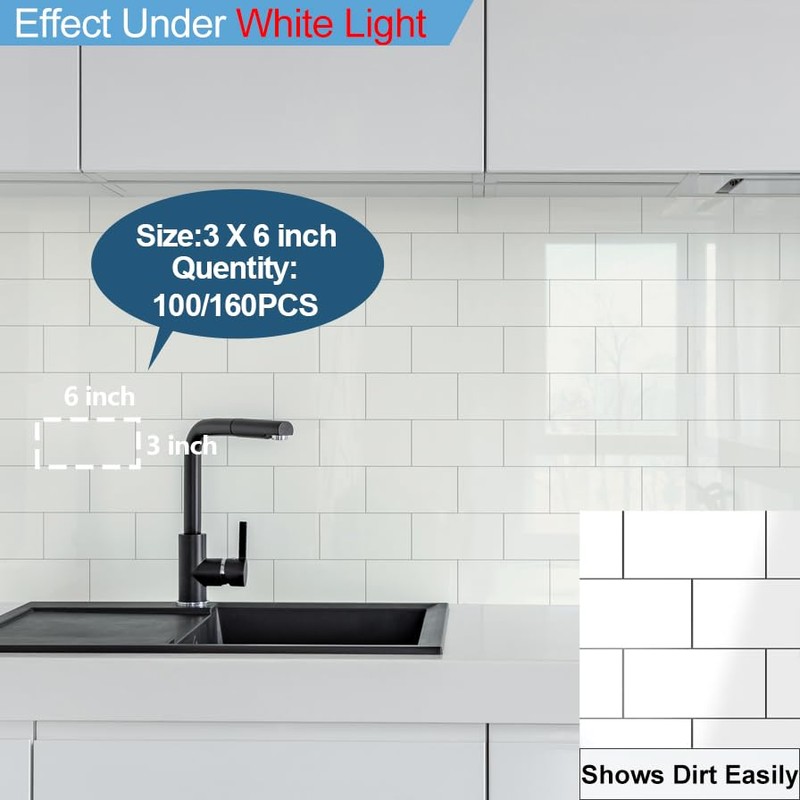 Yipscazo 2026 New Upgrade Peel and Stick backsplash 3 x