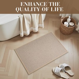 RESARE Non Slip Bathroom Runner - Machine Washable Bath Rugs, Super Absorbent Bath Mat Quick Dry Bath Runner, Bath Mat Ultra Soft Rugs for Bathroom Floor, 20"x70" Beige