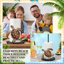 LOYIM Turtle Paper Towel Holder Summer Beach Paper Towel Holder Stand with Round Cute Sea Turtle Kitchen Towel Holder Counter Bathroom Decor Coastal House Decor Gifts for Home (Brown)