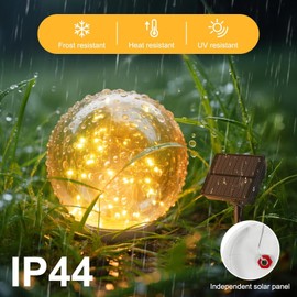 Solar Ball Garden Lights Outdoor Waterproof,80 LED Glass Globe Solar Power Pathway Lights for Ground Path Yard Patio Lawn, Christmas Decoration Landscape Warm White(2 Pack 7.94'')