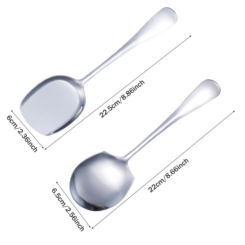 Faderr 2pcs Serving Spoons Stainless Steel Buffet Serving Spoon Silver