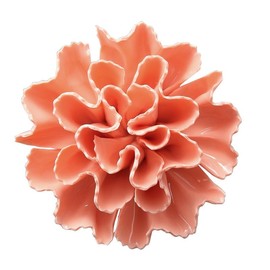Carnation 3.15" Ceramic 3D Wall Art, Handmade Porcelain Flower Decoration for Home Office Decor (Orange Pink)