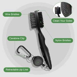 GOLDJU Golf Accessories Set, Microfibre Golf Towel, Retractable Golf Club Cleaning Brush/Golf Brush, Stainless Steel Brush Set with Aluminium Carabiner, Foldable Golf Divot Tool Set