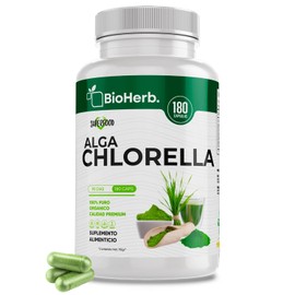 BioHerb. Alga Chlorella 100 Pura (180 Capsulas 500mg) [Potente SuperFood]  Hierro, Zinc y Antioxidantes Absorcion Potenciada  Maxima Eficacia...      