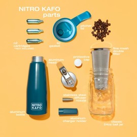 NITRO KAFO Premium 0.5L Nitro Coffee Maker, Aluminum Nitro Cold Brew Coffee Maker with Special Nitro Diffuser Nozzle & Cold Brew Pitcher for Making Nitro Cold Brew, 1 Pint/0.5L