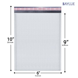 Baylue White Small Poly Bubble Mailers 6x10 inch #0 | Self Seal Padded Envelopes | Cushioned Bubble Mailer | Usable Size 6x9 | WaterProof | Lightweight mailing Shipping Bags | 250 Pack Bulk