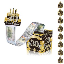 Black Gold Happy 30th Birthday Money Box for Cash Gift, Pull Surprise Money Gift Box for Women Men 30 Years Old Birthday Presents,Birthday Gift Money Box Money Presentation Box for Cash Gifts Birthday