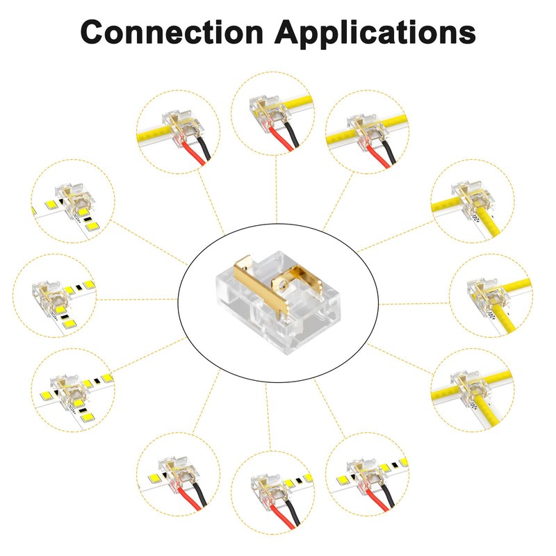 Aroidful Pack of 12 LED Corner Connectors 2-Pin 8 mm