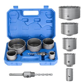 6Pcs Masonry Concrete Hole Saw Kit (40 65 80 100 120 mm) - 110 mm Tungsten Carbide SDS Plus Bit Shank - Hole Saw Set for Concrete Brick Stone Cement Tile
