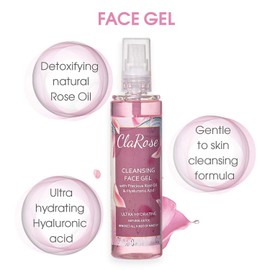 ClaRose Deep Cleansing Face Gel with Natural Oil and Hyaluronic Acid, 150 ml, Rose
