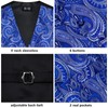 Hi-Tie Royal Blue White Paisley Silk Vests for Men Suit