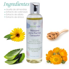 Naturalness - Aceite para masaje corporal "Piernas Cansadas"- Tamaño 125 ml - Ayuda a disminuir molestias causadas por varices, rigidez muscular, o un masaje relajante.