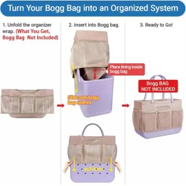 Vogue Bag XL 대형 보그백 액세서리와 호환되는 비치백 정리함 9개의 외부 저장 메쉬 포켓 및 퀵 액세스 라이너 8개의 [Original - Large] [BLACK WHITE COW] XL Large Beach Bag Organizer Compatible with Vogue Bag Accessories - 9 External Storage Mesh Pockets and Quick Access Liner with 8 [Original - Lar