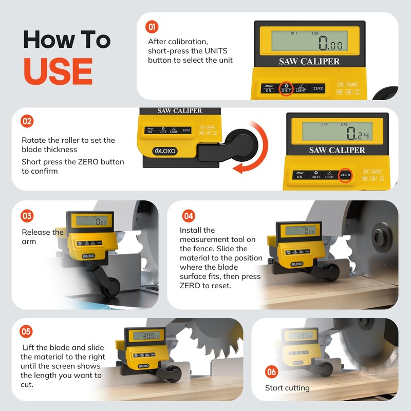VLOXO Caliber Measuring Tool for Miter Saws Digital Caliper Measurement