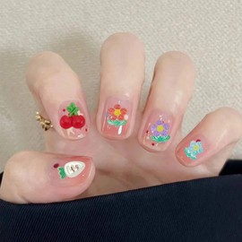 NICENEEDED Multi 3D Mix Assorted Color Nail Charms, Acrylic Summer Strawberry Cute Nail Jewelry Charms, Nail Art Charms