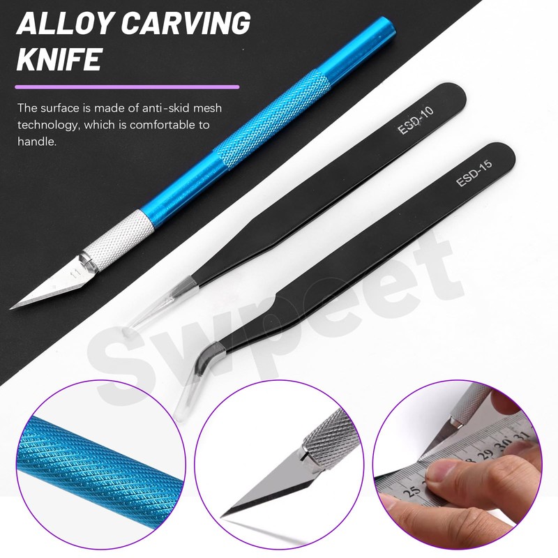 Swpeet 19Pcs Deburring Tool with 6Pcs Needle Files, Diagonal Cutting