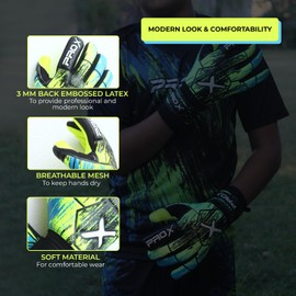 Soccer Goalie Gloves for Kids with Super Strong Grip, Match & Training Soccer Goalkeeper Gloves Kids, Youth Soccer Gloves, Goalie Gloves Adult (Flourcent Yellow, Size 4 suitable for 6 to 9 years)