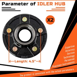 AuraWINS 5 on 4.5" Trailer Hub Kit Fit for 1"-1/16" Trailer Axles 3500lbs,Boat Trailer Hubs 5 Lug with L68149/L44649 Bearing Kit,2 Sets