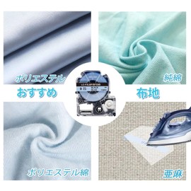 YUU Tepra Iron Labels, 0.3 inch (9 mm), White, Compatible King Jim Tepra Tape, 0.3 inches (9 mm), For Irons and Cloths, Black Letters on Blue Pink Background SFS9B, SFS9P, SF9K, Tepra PRO SR-MK1,