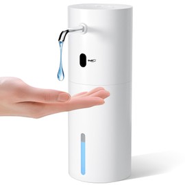 WRISIN Touchless Automatic Soap Dispenser 15.2 oz, Stainless Steel Nozzle, 6 Adjustable Settings & 3rd Gen. Smart Sensor, Silent Hands-Free for Kitchen/Bathroom/Toilet（White）