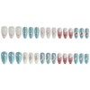 Almond Press on Nails Medium 3D Blue Fake Nails Chrome