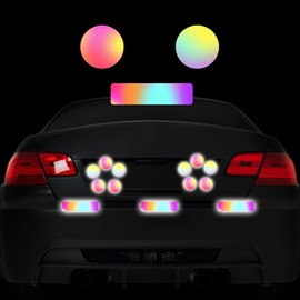 Nouiroy Bicycle Stickers Rainbow Car Decals Reflective Rim Tape for Bikes Pink Rims for Cars,Bike,Skateboard, Motorcycle Nighty Safety Warning Sticker (42 Pcs for Car Body)