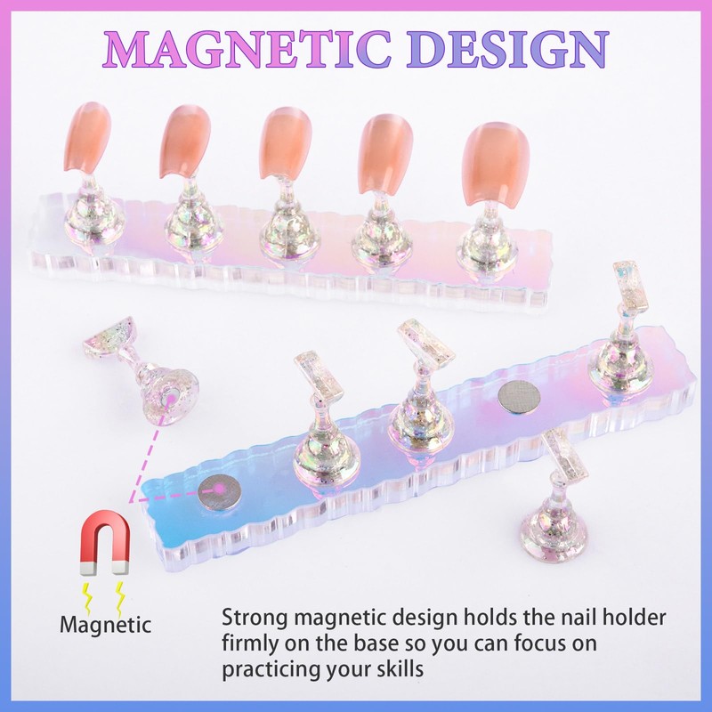 Difenni Nail Stand Acrylic Aurora Nail Display Stand Magnetic Nail