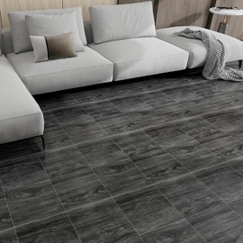 Wood Peel and Stick Vinyl Floor Tiles, Dark Grey Self Adhesive Waterproof Vinyl Flooring Planks for Kitchen, Dining Room, Bedrooms,20-Pack 12 x 12 inch Cover 20 Sq. Ft (Wood Dard Grey)
