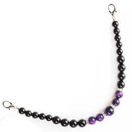 TOuWA Haori String, Men's, Adult, Natural Stone, Agate, Onyx, Tiger Eye, Power Stone, Crab Tube, Kimono Accessories, Dressing Accessories, Year-Round Gift, 2-Piece Set (Haori String Gift Box), purple