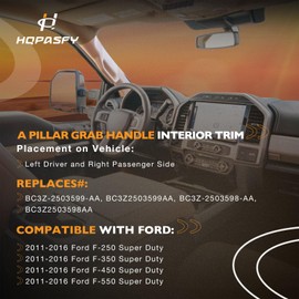 HQPASFY A Pillar Grab Handle Interior Trim 1 Pair Compatible with 2011-2016 Ford F250 F350 F450 F550 Super Duty Replace# BC3Z-2503599-AA, BC3Z-2503598-AA Left Right Driver Passenger Side Tan