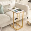 VECELO C Shaped End Side Table with Charging Station &