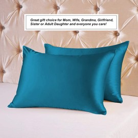 Ravmix Pillowcase King Size Both Sides 100% Pure Mulberry Silk Pillow Cover Case 21 Momme Hypoallergenic Good for Hair and Skin with Hidden Zipper, 1pcs, Peacock Blue