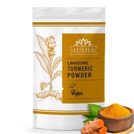 Ausha Lakadong Turmeric Powder 500g - High Curcumin 8-9% - Double Strength Tumeric - Lab Tested - Use in Cooking, Turmeric Shot, Smoothies, Turmeric Latte, Haldi