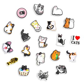 Barlone Pack of 20 Cartoon Cat Shoe Charms for Crocs, PVC Shoe Charms, Shoe Pins for Crocs, Pin Shoe Pendants, Shoes Charm for Shoes, DIY Decorations, Children's Parties, Gift