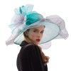 Women Organza Church Derby Hat Wide Brim Sun Hats for