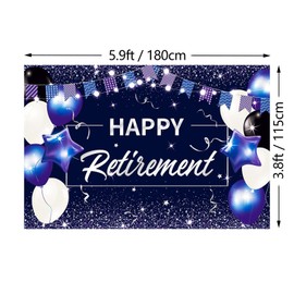 Happy Retirement Banner Backdrop Sign Retirement Going Away Party Decorations Supplies for Men Women 6 x 4ft Blue Purple