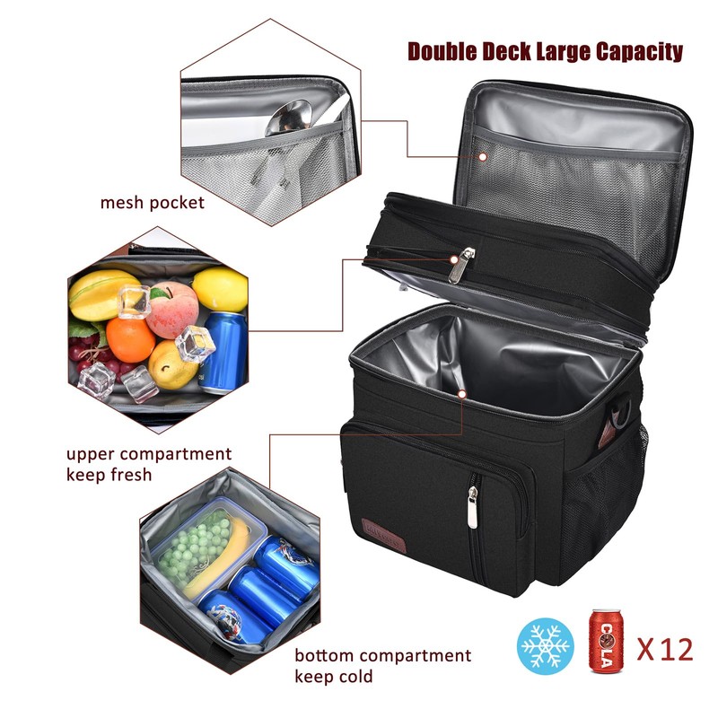MIYCOO Lunch Bag & Lunch Box for Men Women, Double