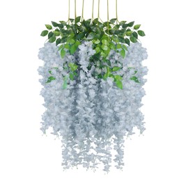 Luerbi 12 Pack Grey Wisteria Hanging Flowers Garland, 3.77 Feet Artificial Flower Vines, Fake Wisteria, Artificial Vines Hanging Garland for Backdrop Outdoor Yard Garden Decor