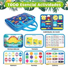 NIERBO Juguetes Montessori Tablero Ocupado, Juguetes sensorial educativos para niños, Libro de Habilidades de Fieltro Indestructible para Niñas y Niños