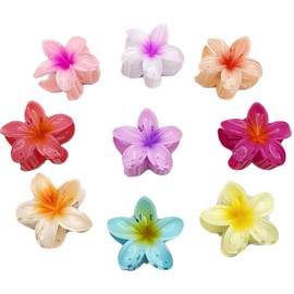 Blume Haar Kralle Clips, 12pcs Nonslip Blume Haarspange starken Halt Hawaii Kralle Clip, Frauen Mädchen Acryl Französisch Haar Griffe Haar-Styling-Accessoires für mittlere dicke lockiges gewelltes